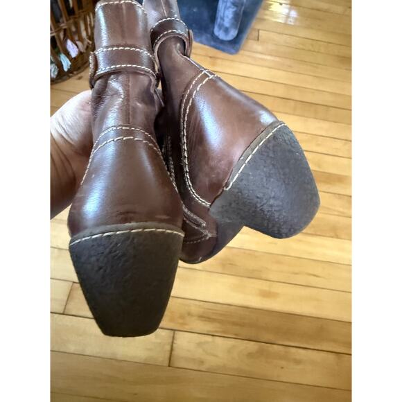 Pikolinos brown leather chunky heel ankle boots stitch detailing - Picture 6 of 11